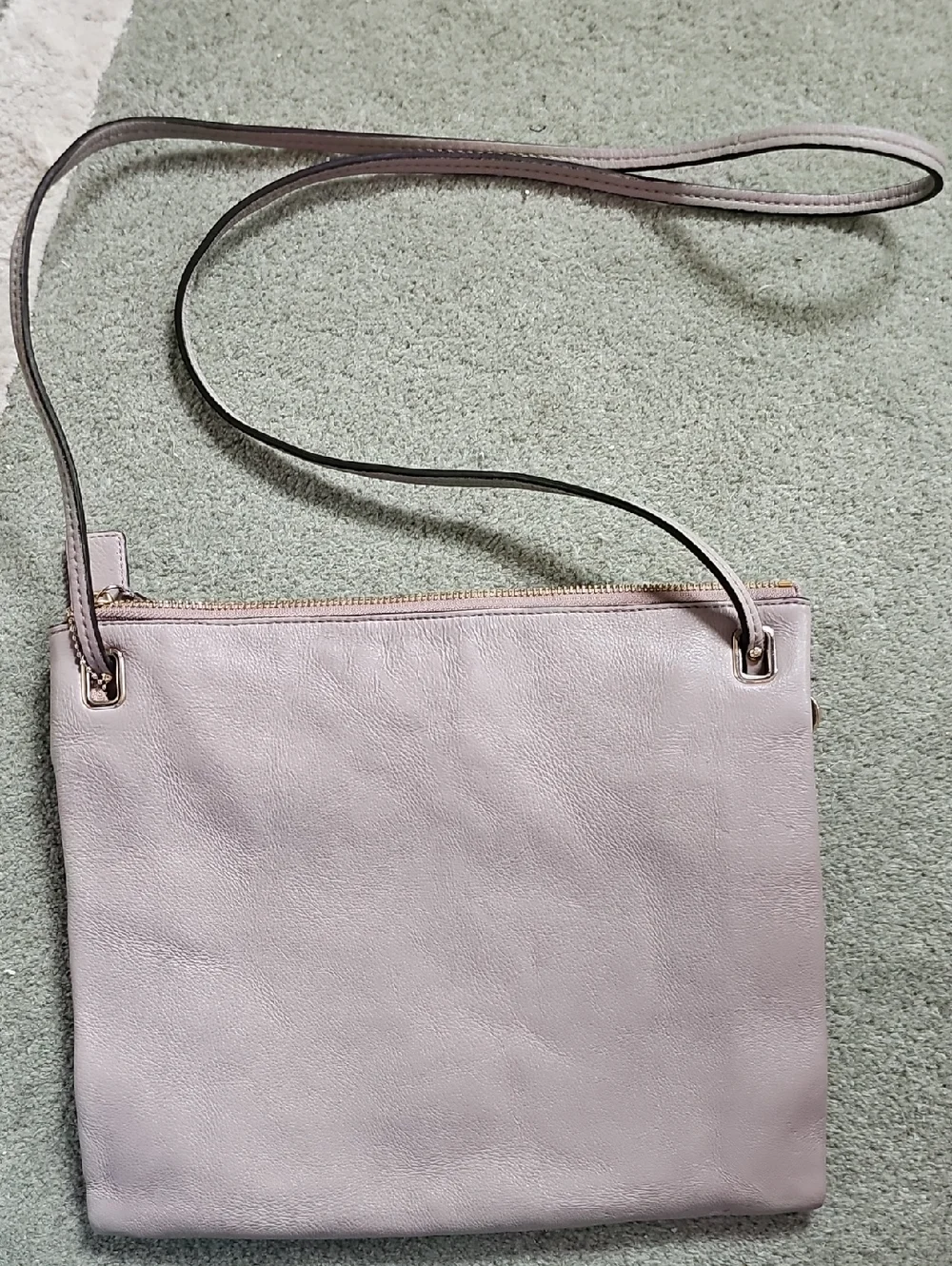 Coach Taupe Leather Slim Crossbody with Gold Hardware